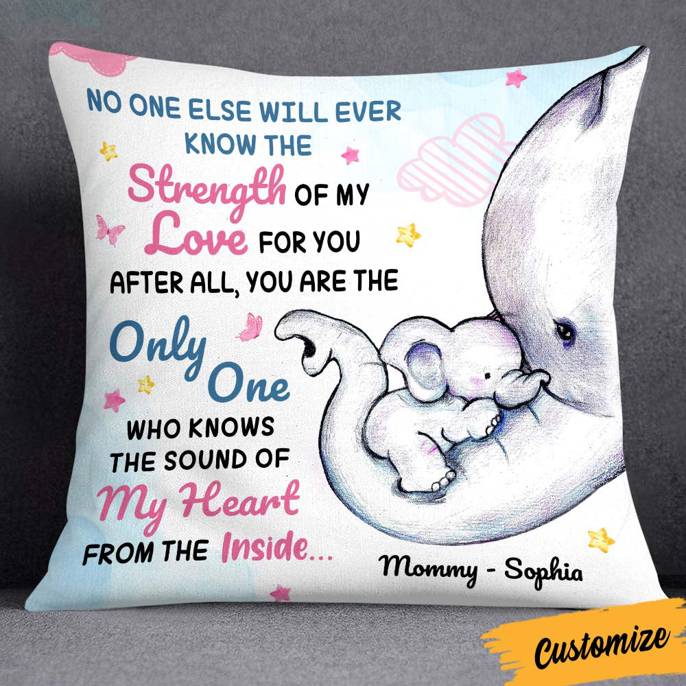 Personalized Gift For Mom Elephant Pillow