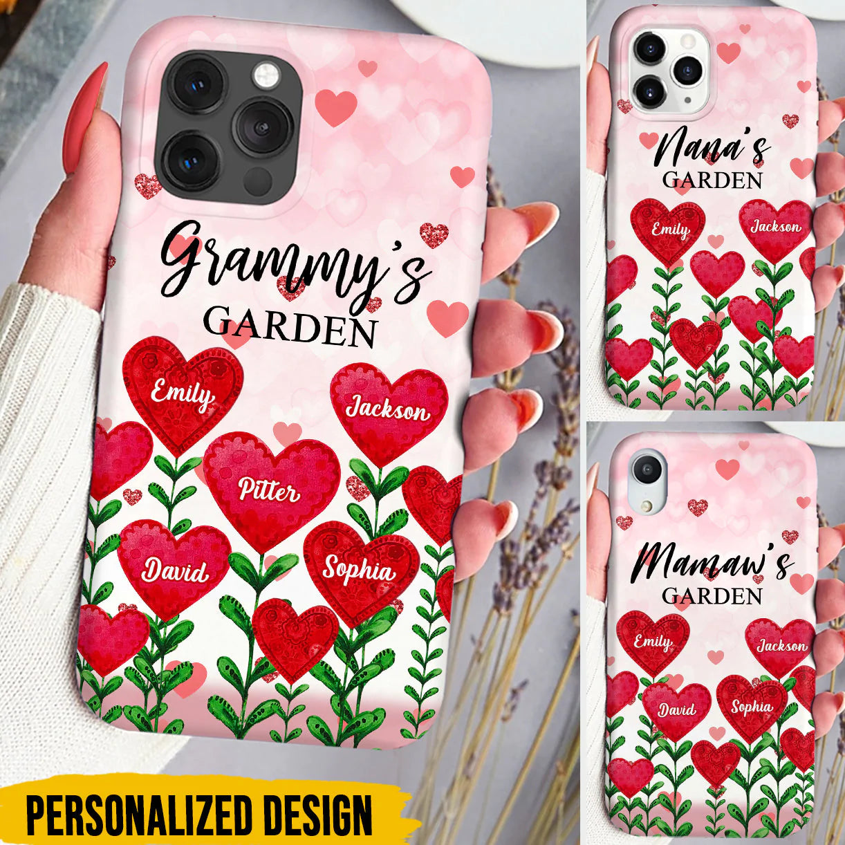 Auntie Mom Grandma's Garden Loads Of Sweet Heart Kids Personalized Phone Case