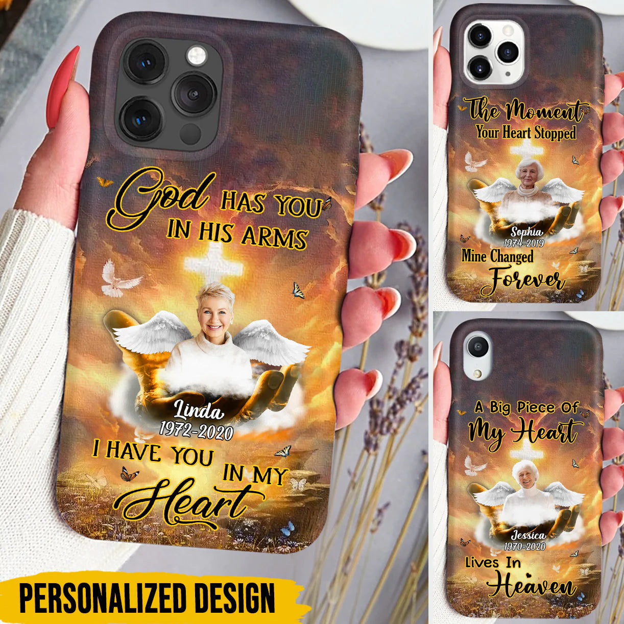 God has you in his arms I have you in my heart Custom Photo Memorial Phone case