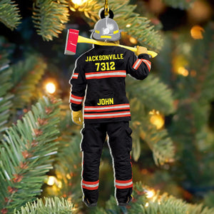 Personalized Firefighter Department Name Shaped Acrylic Christmas Ornament