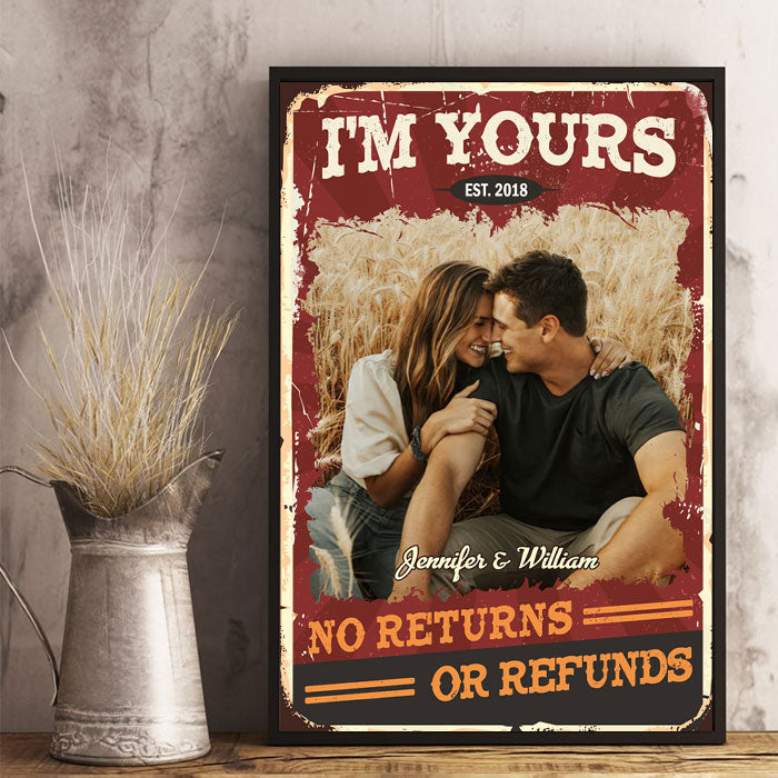 No Returns Or Refunds - Couple Personalized Custom Vertical Poster - Upload Image