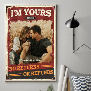 No Returns Or Refunds - Couple Personalized Custom Vertical Poster - Upload Image