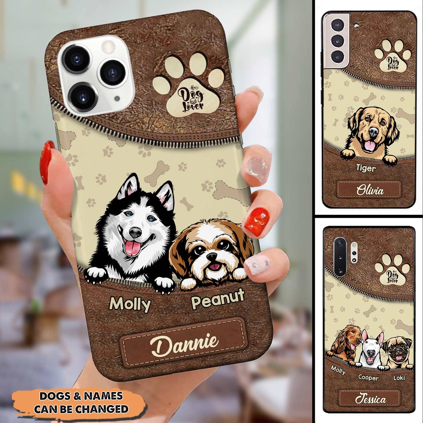 Peeking dog leather look personalized phone case for dog lovers