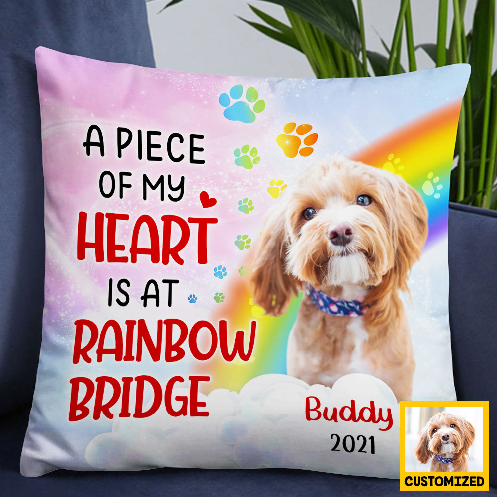 Personalized Dog Memo Photo Rainbow Pillow