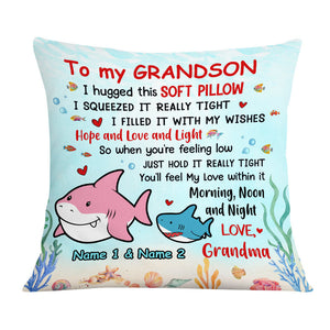 Personalized Shark Mom Grandma To Daughter Granddaughter Son Grandson Hug This Pillow