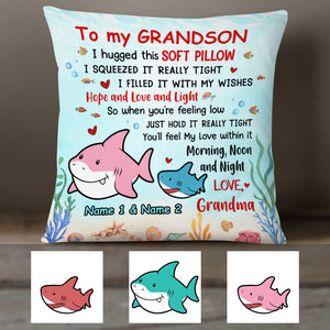 Personalized Shark Mom Grandma To Daughter Granddaughter Son Grandson Hug This Pillow