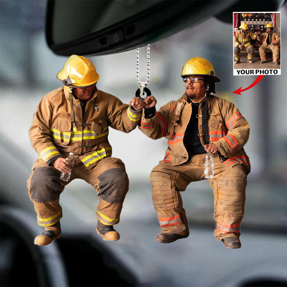 Personalized Photo Car Hanging Ornament - Gift For Firefighter
