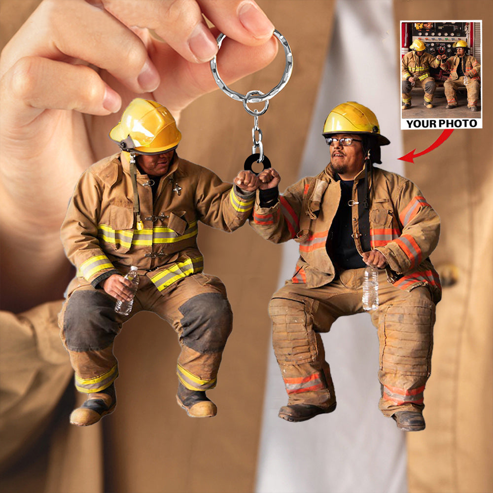 Personalized Photo Arcylic Keychain - Gift For Firefighter