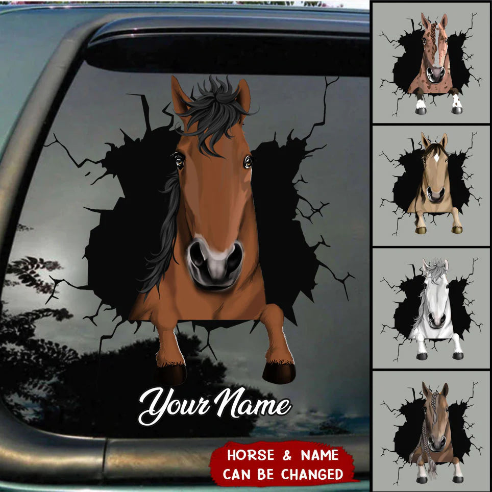 Personalized Peeking horse Decal Gift for horse lovers