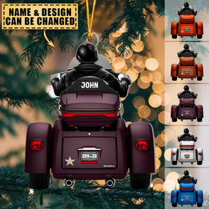 Biker Man Back Riding Motorcycle, Personalized Acrylic Ornament, Christmas Gift For Biker, Motorcycle Lovers