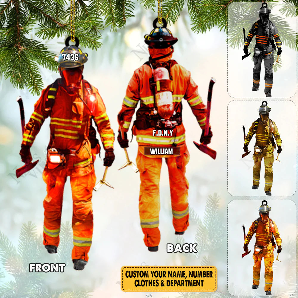 Firefighters On Duty-Personalized Double-Sided Firefighter Arcylic Christmas Ornament For Fireman