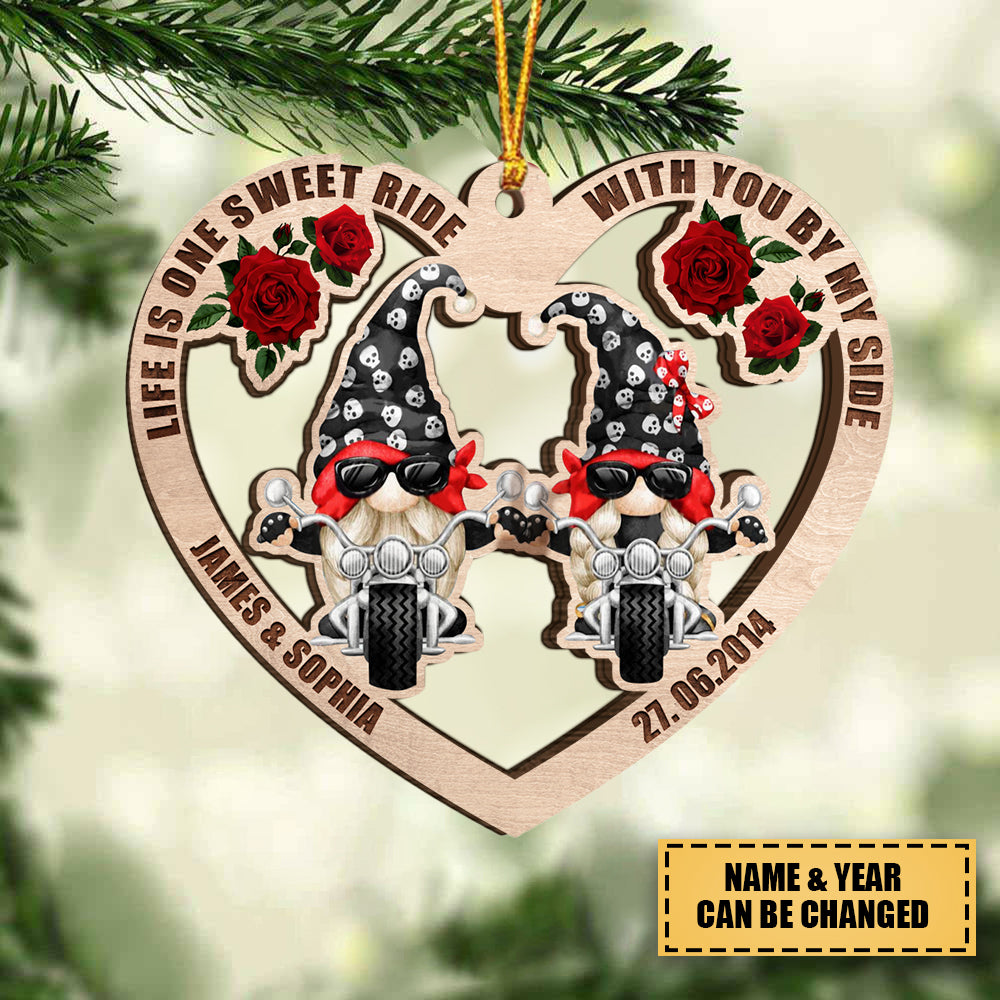 Life Is One Sweet Ride With You By My Side Personalized Biker Ornament, Christmas Tree Decor
