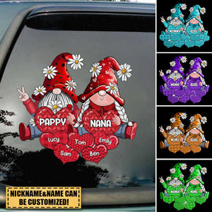 Colorful Grandpa- Grandma Gnome Loves Sweet Heart Kids Personalized Decal