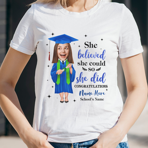 Personalized She Believed She Could Senior Class Of 2023 Graduation T-shirt, Grad Gift