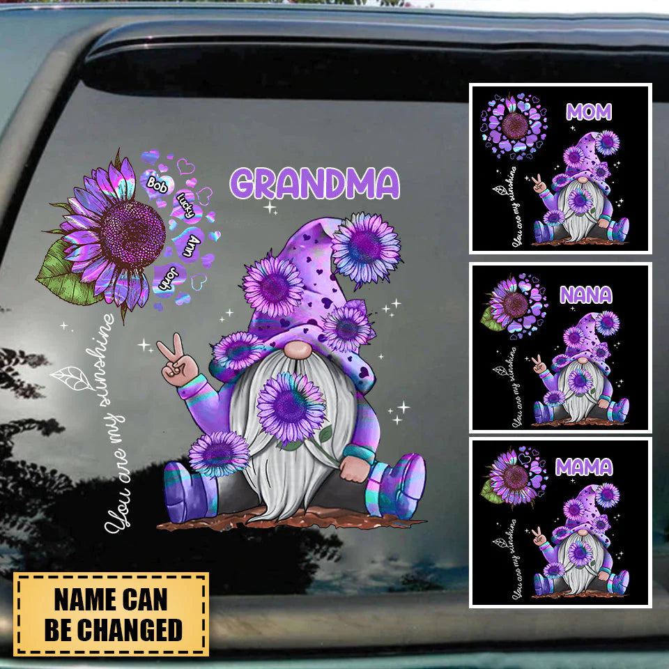 Hologram Sunflower Grandma- Mom doll With Sweet Heart Kids, You Are My Sunshine Nana Personalized Decal