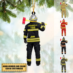 Personalized Firefighter Department Name Shaped Acrylic Christmas Ornament