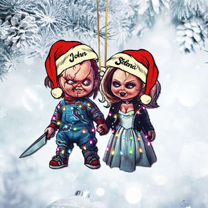 Personalized Horror Couple Christmas Ornament, Serial Killer Doll and His Bride