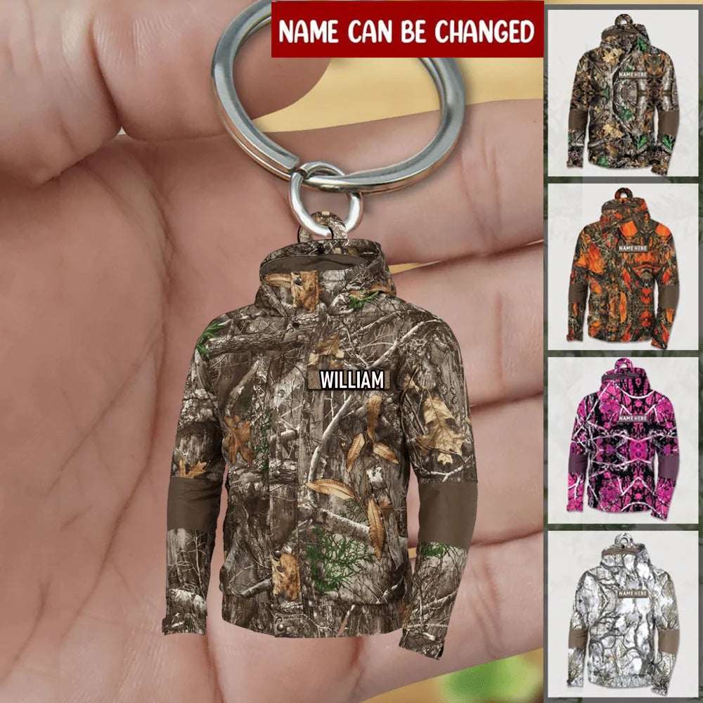 Personalized Hunting Camo Patterns Jacket Shaped Acrylic Keychain