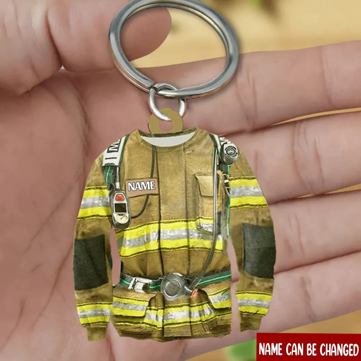 Personalized Fireman Sweatshirt Keychain