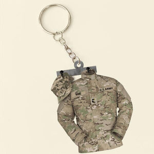 U.S Army Name And Rank Personalized Cut Keychain Gift For Veteran KCH-00028