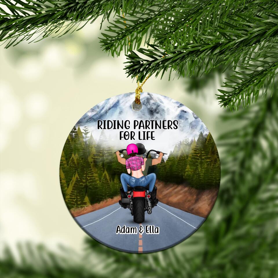 Personalized Ornament, Motorcycle Couple - Riding Partners For Life, Gift For Motorcycle Lovers