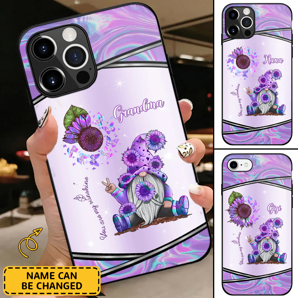 HOLOGRAM SUNFLOWER GRANDMA- MOM doll, YOU ARE MY SUNSHINE Butterfly PERSONALIZED Phone Case