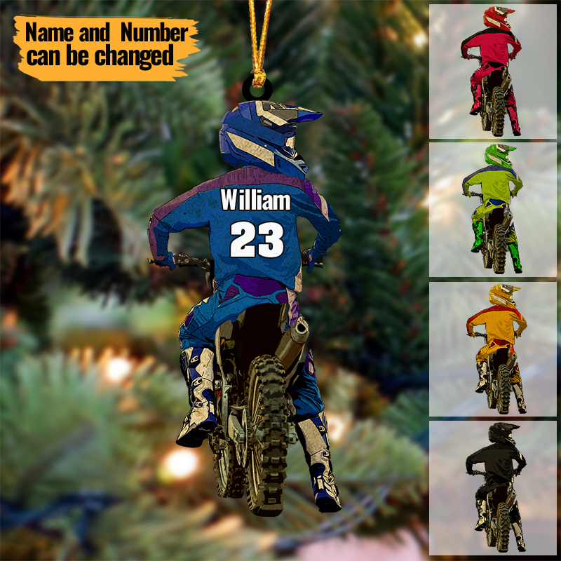 Personalized Motocross Ornament Custom Name and Number For Bikers