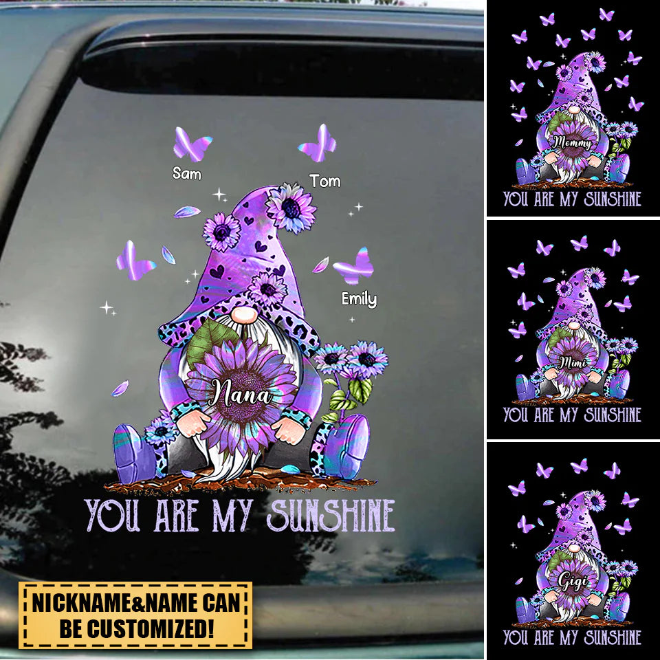 Hologram Grandma- Mom doll Butterflies, You Are My Sunshine Personalized Decal