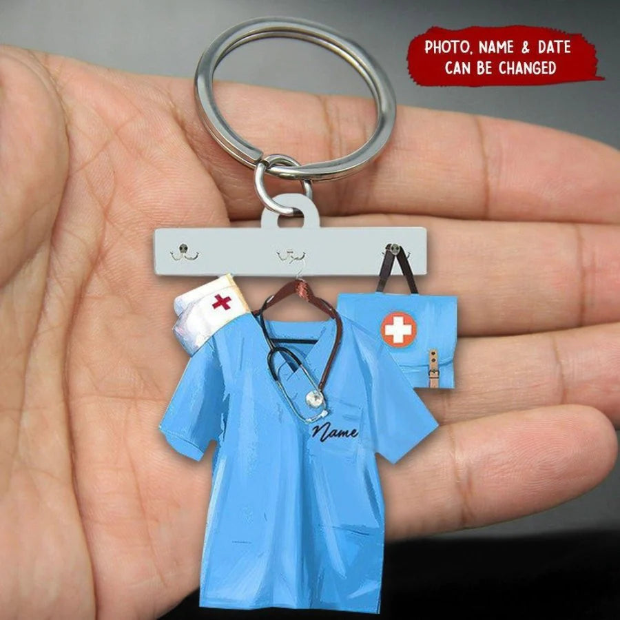 Personalized Nurse Scrubs - Gift for nurse Acrylic Keychain03