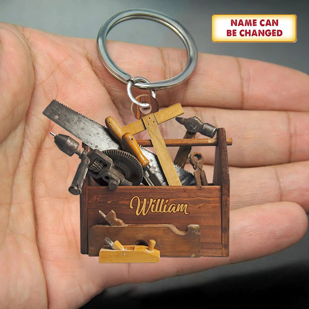 Personalized Carpenter Tool Box With Name Two Sides Shaped Acrylic Keychain