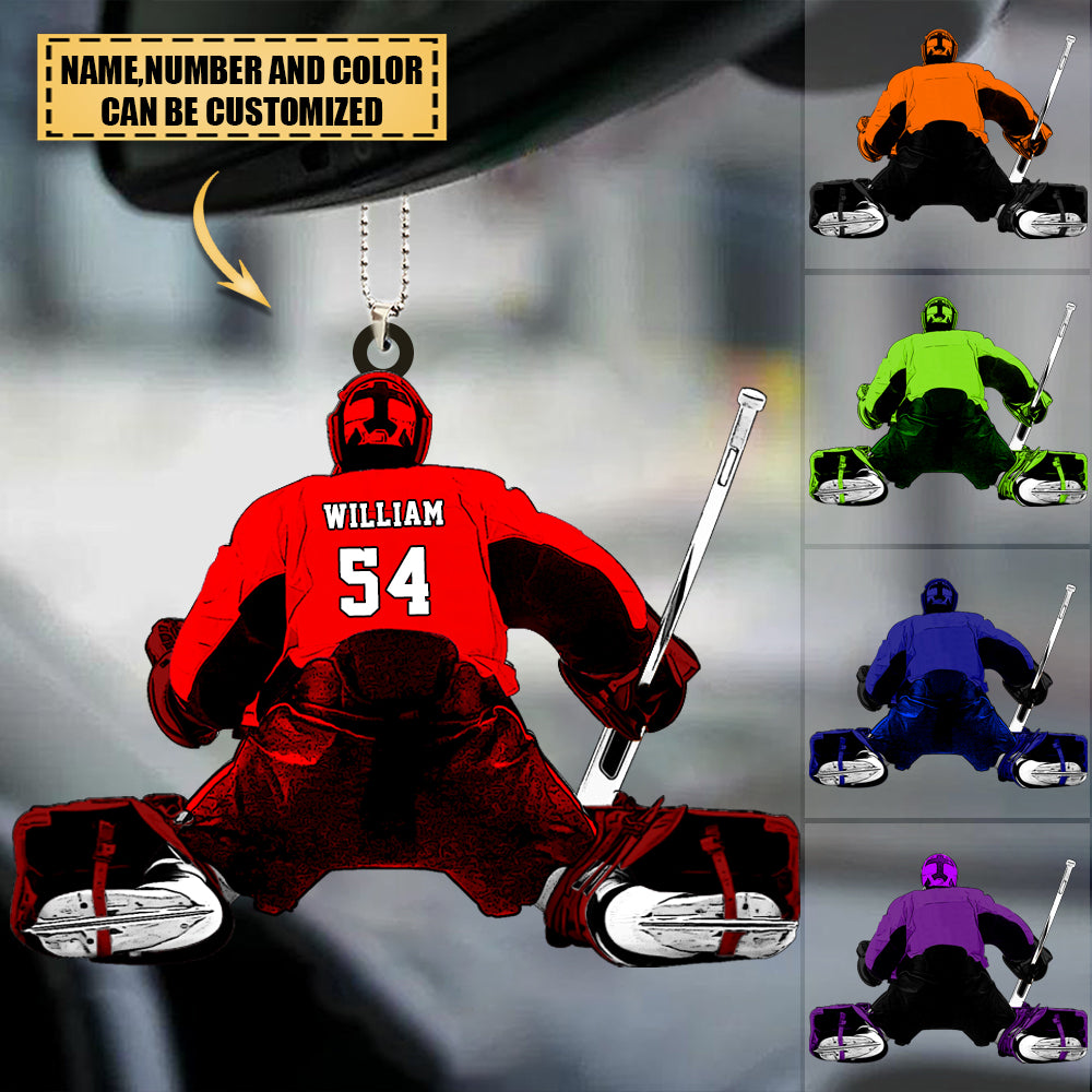 Personalized Ice Hockey Player Arcylic Car Ornament for Hockey Lovers