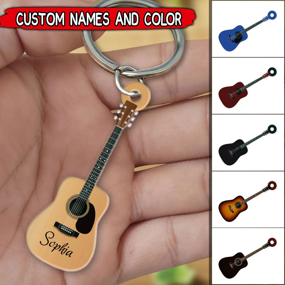 Personalized Acoustic Guitars Acrylic Keychain