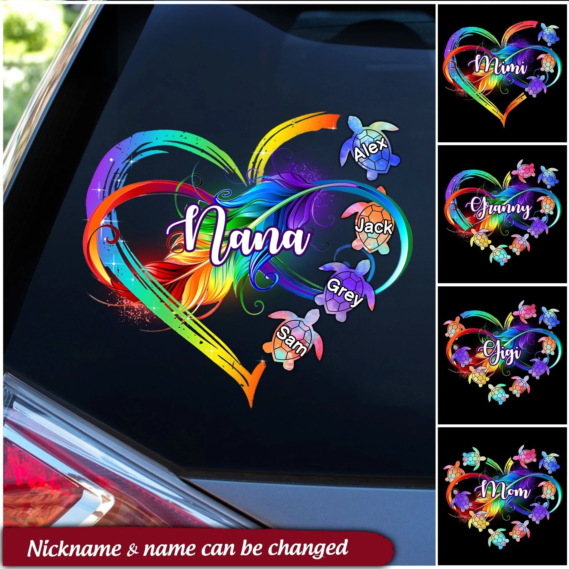 Turtle Grandma Grandkids Infinity Love Family Mother's Day Heart Gift Decal