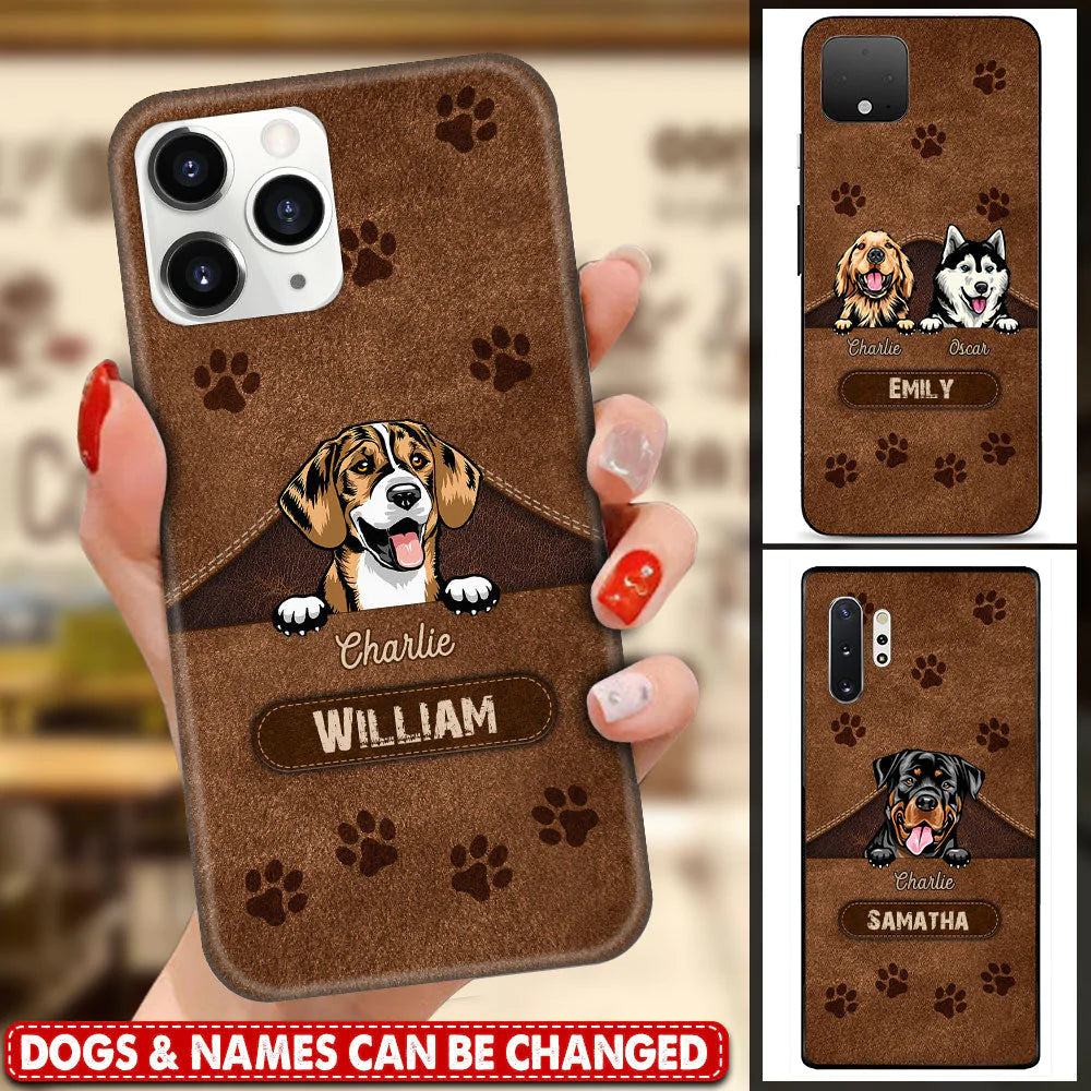 Puppy Pet Dog Lovers Leather Texture Personalized Silicone Phone Case