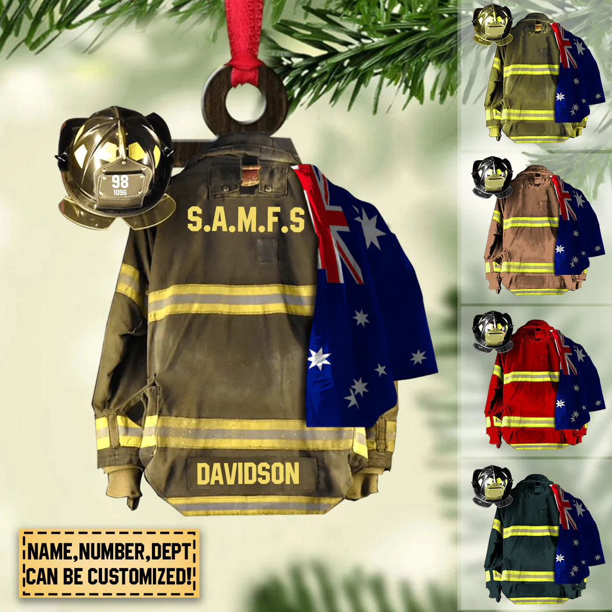PERSONALIZED AUSTRALIAN FIRE DEPARTMENT HANGING ORNAMENT