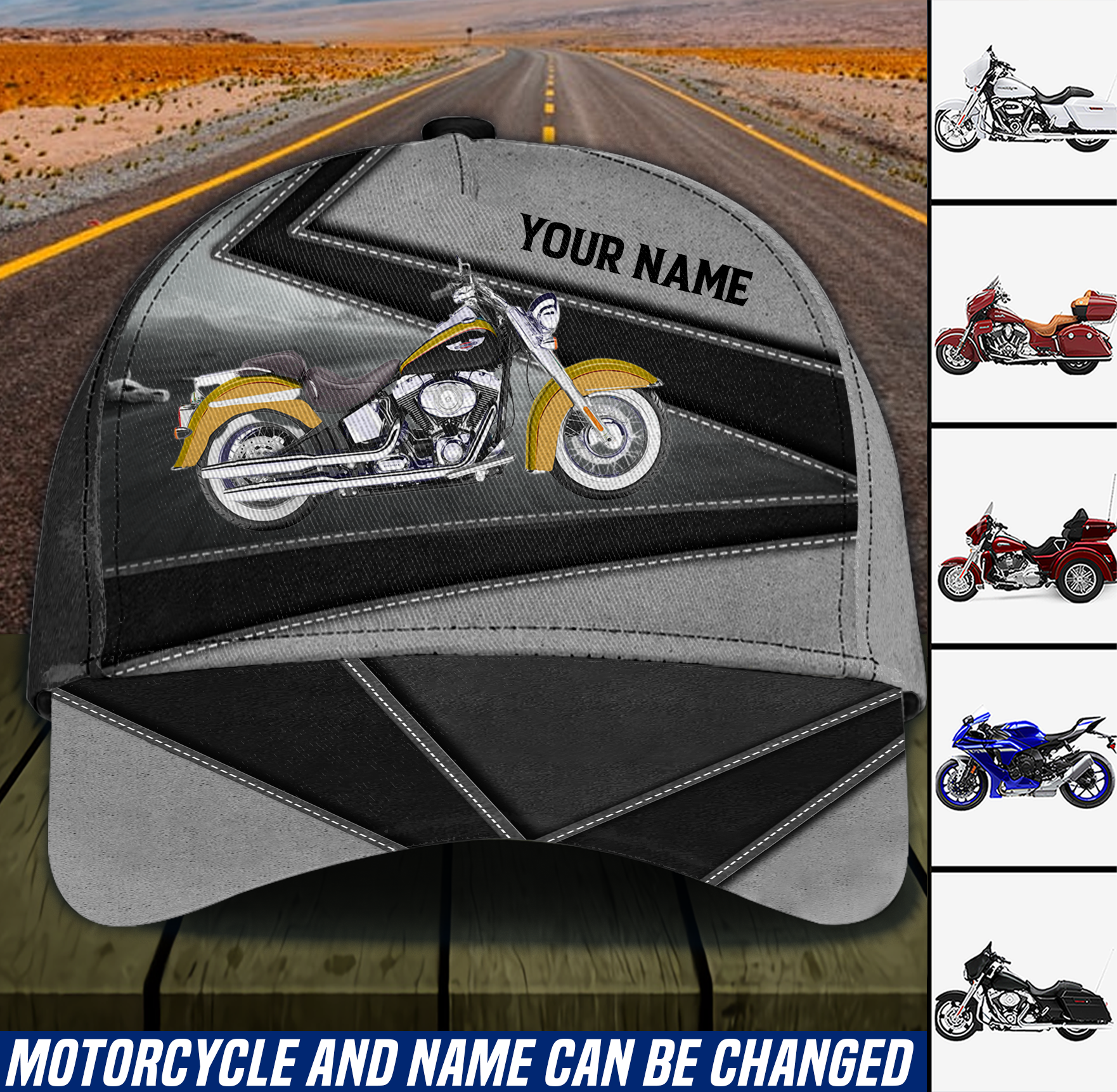 Motorcycle Black And Gray Pattern Personalized Classic Cap