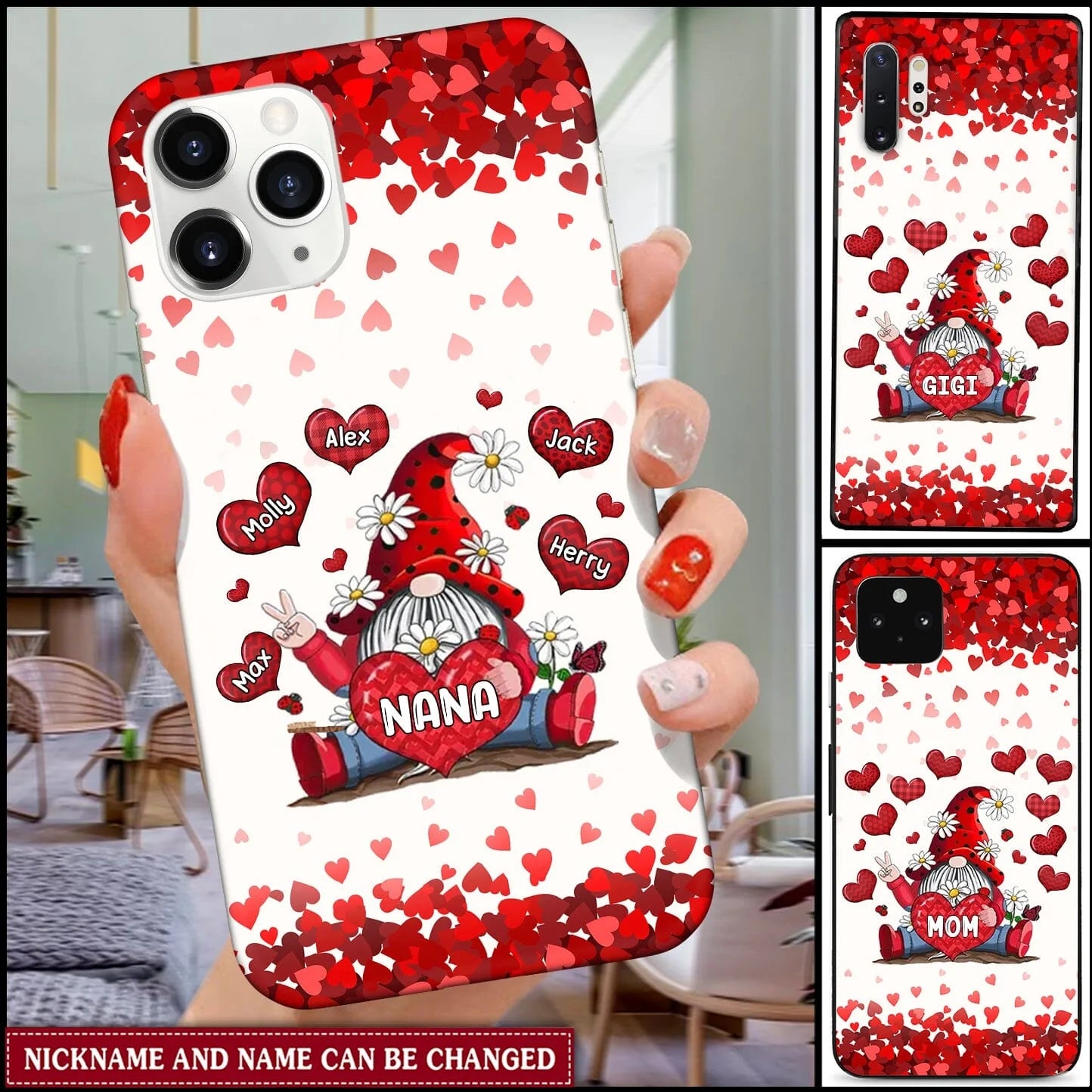 Sweet Red Doll Grandma Auntie Mom Little Heart Kids Personalized Phone Case