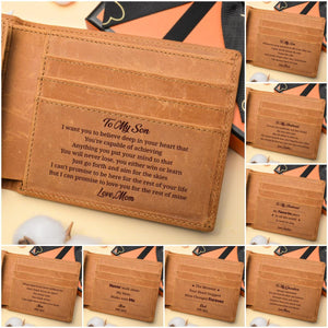 Personalized Engraved Leather Wallet - Gift for Family