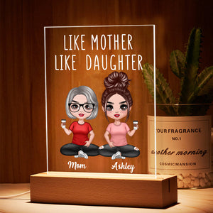 Like Mother Like Daughters Doll Mom And Daughters Sitting Mother's Day Gift For Mom Personalized Rectangle Acrylic Plaque LED Lamp Night Light