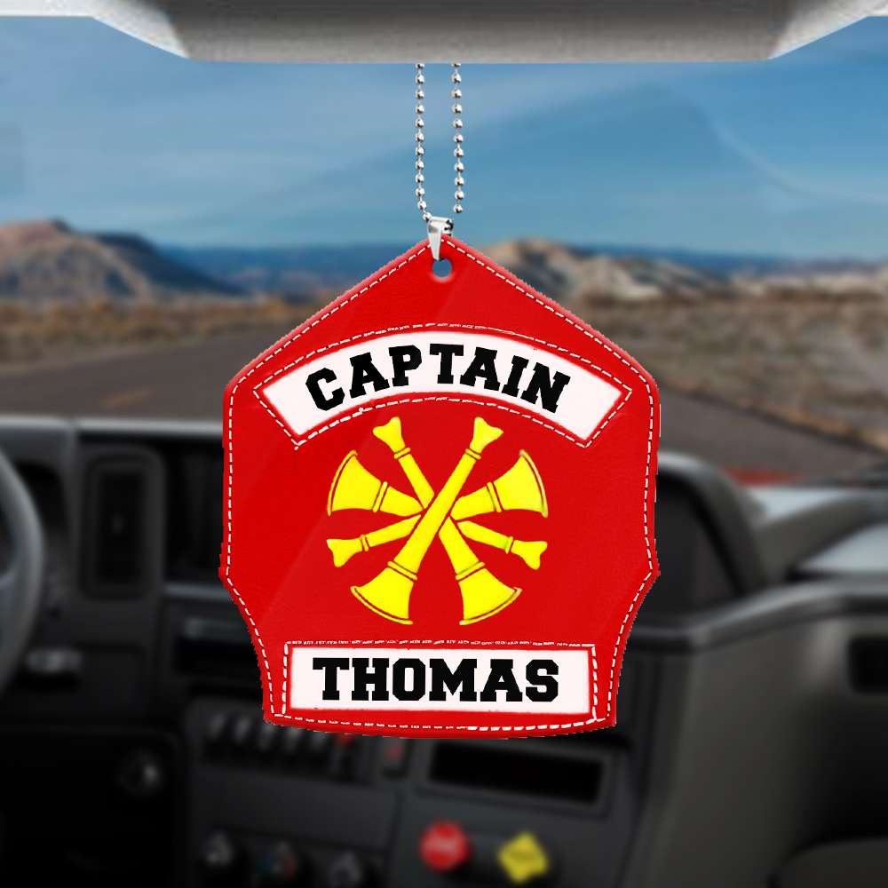 Personalized Firefighter Captain Flat Acrylic Car Ornament