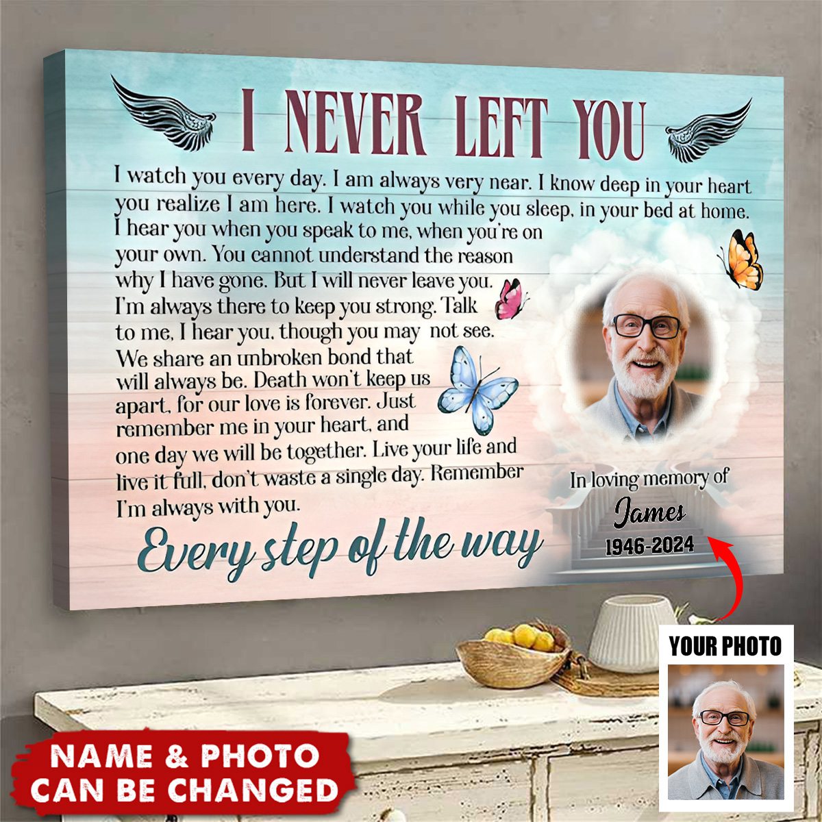 Custom Photo - Every Step With You - Customized Canvas - Gift For Loss Memorial Gift