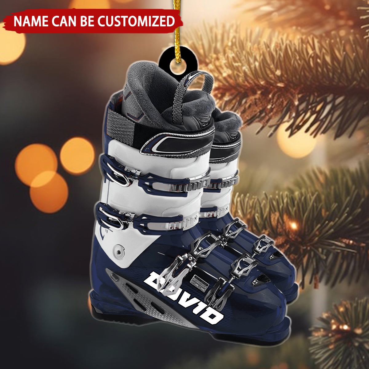 Winter Skiing Boots Personalized Christmas Ornament, Gift For Skiing Lovers