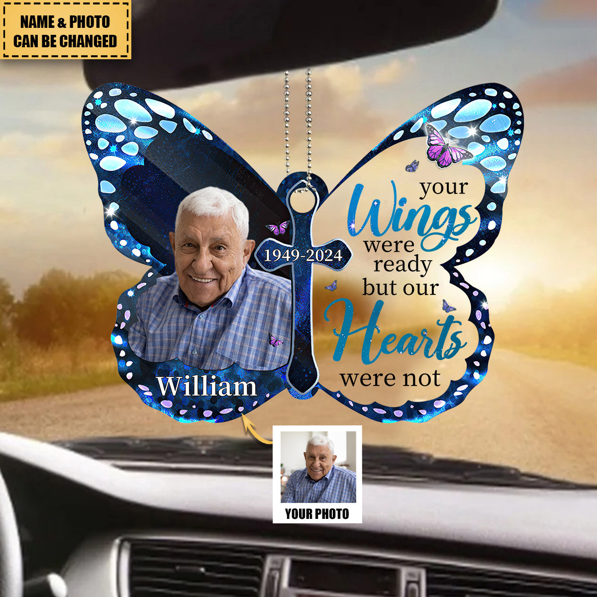 Custom Photo Your Wings Were Ready - Memorial Personalized Custom Car Ornament