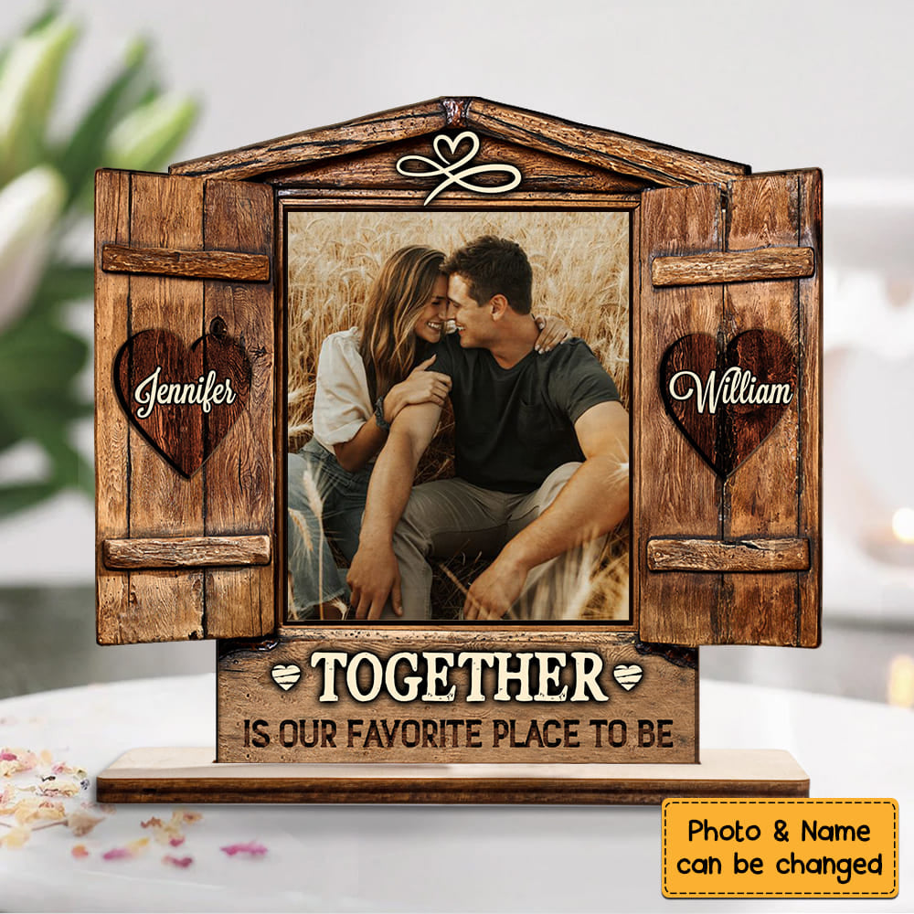Couples Custom Photo Home Is Where The Heart Is Wood Plaque