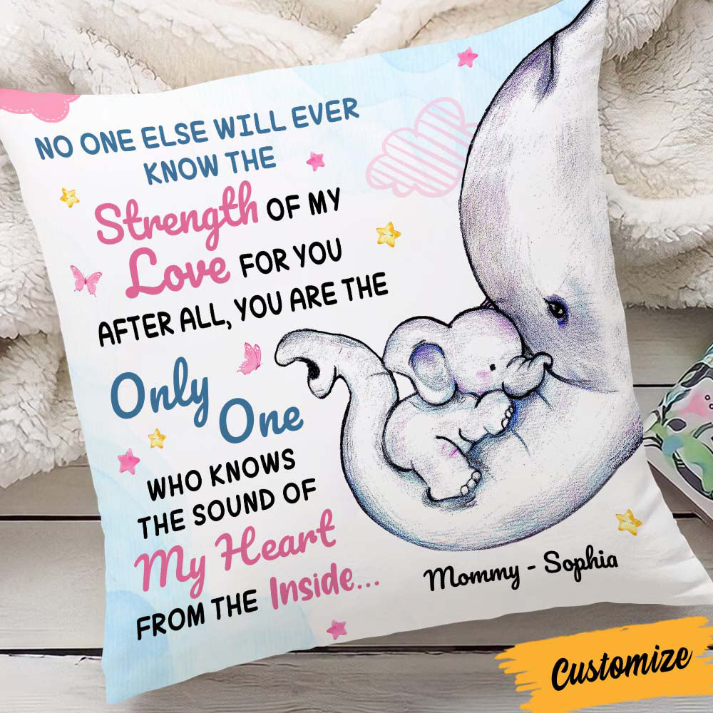 Personalized Gift For Mom Elephant Pillow