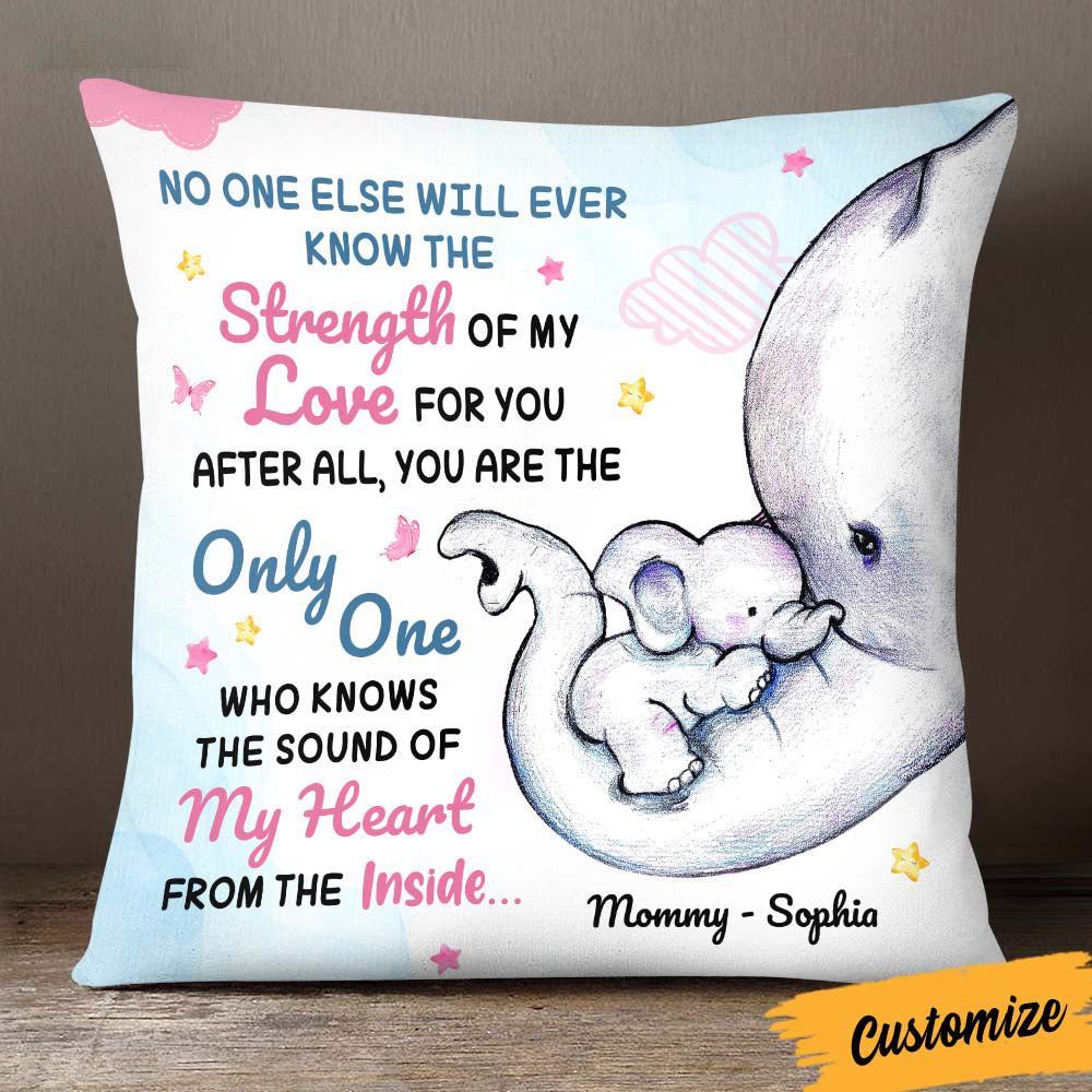 Personalized Gift For Mom Elephant Pillow
