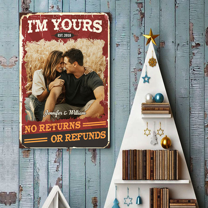 No Returns Or Refunds - Couple Personalized Custom Vertical Poster - Upload Image