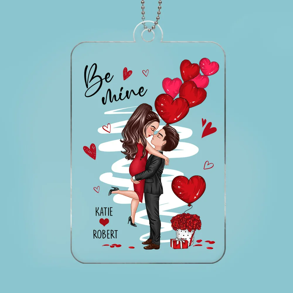 Be Mine Doll Couple Hugging Kissing Personalized Acrylic Ornament