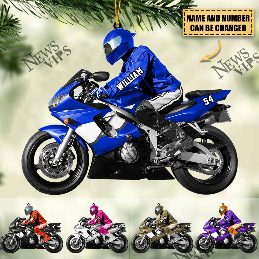 Personalize Motocross Biker Christmas Ornament - Great Gift Idea For Motor Racers