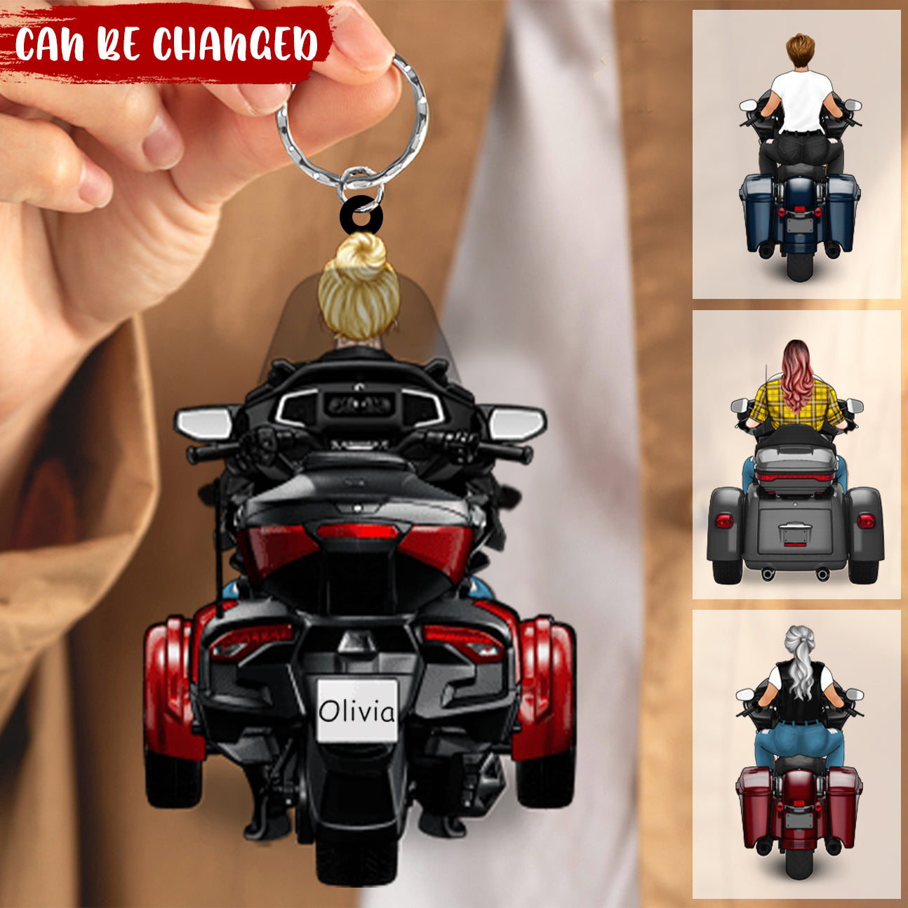 Personalized Acrylic Keychain For Women Bikers,Motorcycle Trike lovers